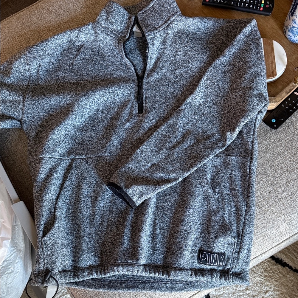 PINK Victoria's Secret Women’s Heathered Gray Zip-Up Sweater